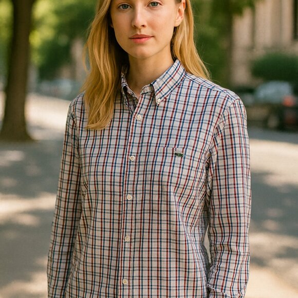 Lacoste Men’s Plaid Button-Down Dress Shirt Size 44 (Large) - Picture 2 of 6